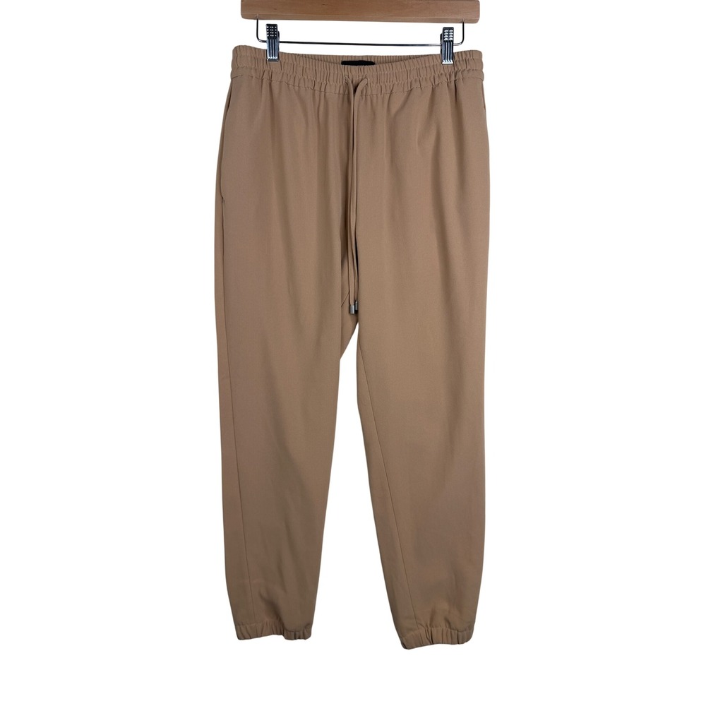Express Women's High Rise Elastic Waist Ankle Jogger Pants size Small Tan